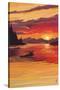 Moose at Sunset (Image Only)-Lantern Press-Stretched Canvas