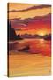Moose at Sunset (Image Only)-Lantern Press-Stretched Canvas
