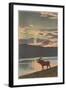 Moose at Sunset, Montana-null-Framed Art Print