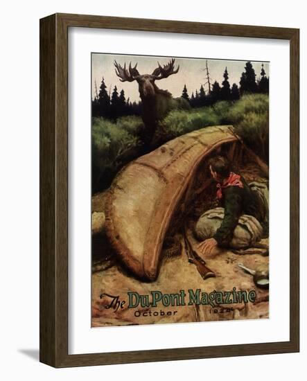 Moose Attack!, Front Cover of the 'Dupont Magazine', October 1924-American School-Framed Giclee Print