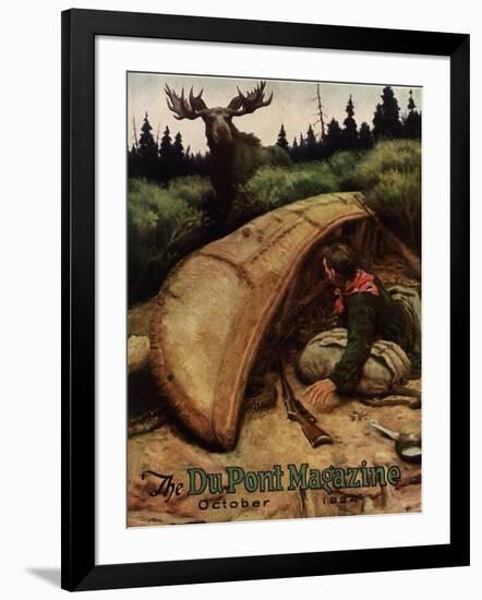 Moose Attack!, Front Cover of the 'Dupont Magazine', October 1924-American School-Framed Giclee Print