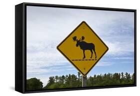 Moose Crossing Sign-Paul Souders-Framed Stretched Canvas