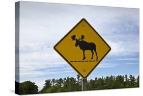 Moose Crossing Sign-Paul Souders-Stretched Canvas