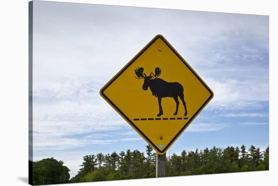 Moose Crossing Sign-Paul Souders-Stretched Canvas