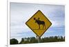 Moose Crossing Sign-Paul Souders-Framed Photographic Print