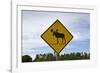 Moose Crossing Sign-Paul Souders-Framed Photographic Print