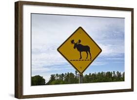 Moose Crossing Sign-Paul Souders-Framed Photographic Print