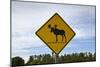 Moose Crossing Sign-Paul Souders-Mounted Photographic Print