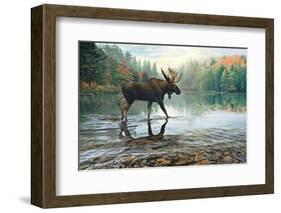 Moose Crossing-Russell Cobane-Framed Art Print