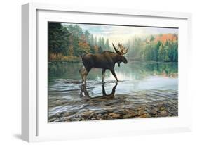 Moose Crossing-Russell Cobane-Framed Art Print