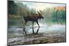 Moose Crossing-Russell Cobane-Mounted Art Print