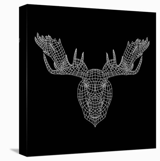 Moose Head Black Mesh-Lisa Kroll-Stretched Canvas