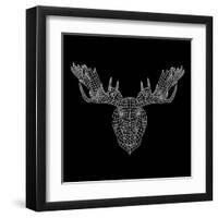 Moose Head Black Mesh-Lisa Kroll-Framed Art Print