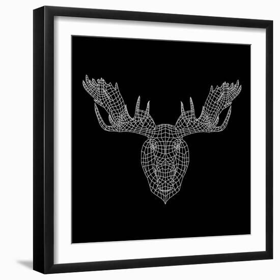 Moose Head Black Mesh-Lisa Kroll-Framed Art Print