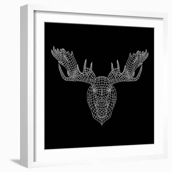 Moose Head Black Mesh-Lisa Kroll-Framed Art Print