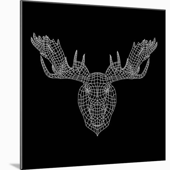 Moose Head Black Mesh-Lisa Kroll-Mounted Art Print