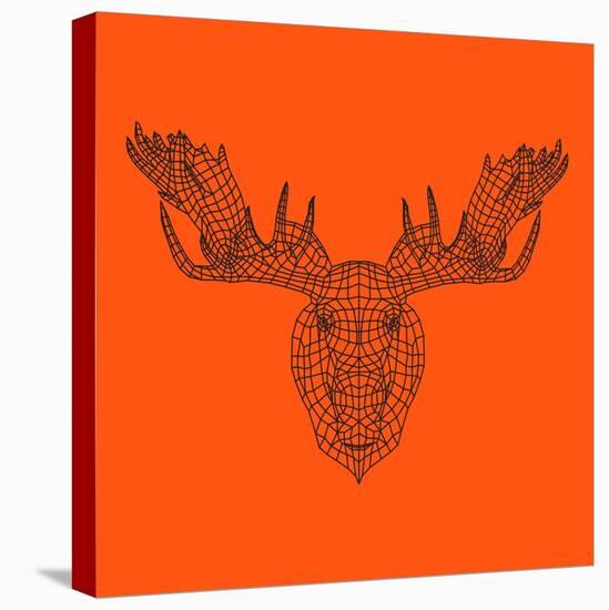 Moose Head Orange Mesh-Lisa Kroll-Stretched Canvas