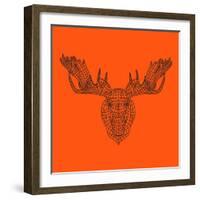 Moose Head Orange Mesh-Lisa Kroll-Framed Art Print