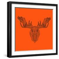 Moose Head Orange Mesh-Lisa Kroll-Framed Art Print