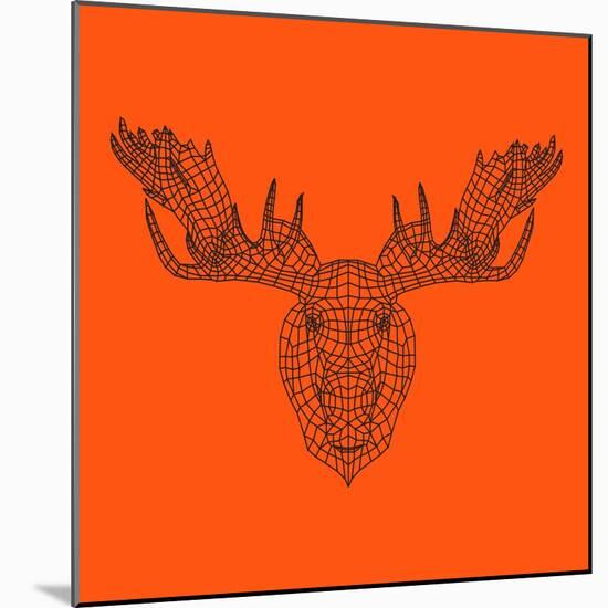 Moose Head Orange Mesh-Lisa Kroll-Mounted Art Print