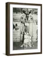 Moose Head, Snowshoes, Trunk Cabinet-null-Framed Art Print