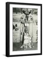 Moose Head, Snowshoes, Trunk Cabinet-null-Framed Art Print