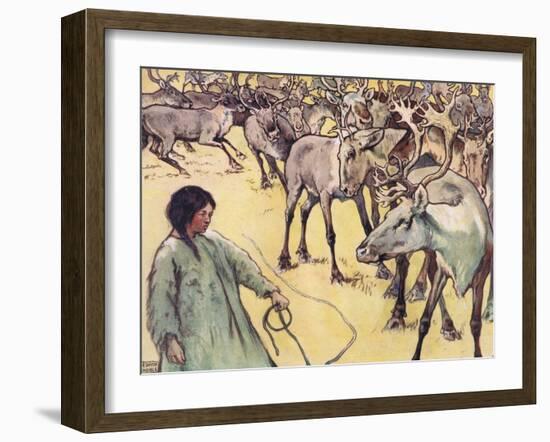 Moose Herd, Illustration from 'Helpers Without Hands' by Gladys Davidson, Published in 1919-John Edwin Noble-Framed Giclee Print