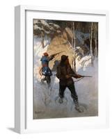 Moose Hunting (Oil on Canvas)-Newell Convers Wyeth-Framed Giclee Print