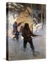 Moose Hunting (Oil on Canvas)-Newell Convers Wyeth-Stretched Canvas