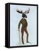 Moose in Suit Full-Fab Funky-Framed Stretched Canvas