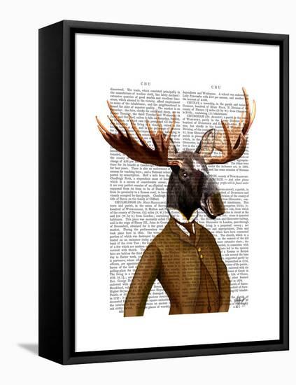 Moose in Suit Portrait-Fab Funky-Framed Stretched Canvas