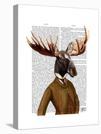 Moose in Suit Portrait-Fab Funky-Stretched Canvas