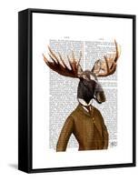 Moose in Suit Portrait-Fab Funky-Framed Stretched Canvas