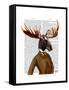 Moose in Suit Portrait-Fab Funky-Framed Stretched Canvas