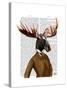 Moose in Suit Portrait-Fab Funky-Stretched Canvas