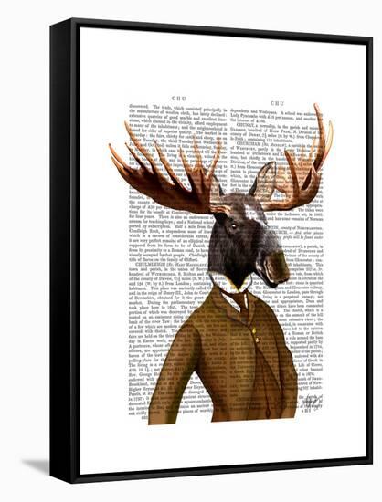 Moose in Suit Portrait-Fab Funky-Framed Stretched Canvas