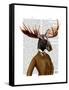 Moose in Suit Portrait-Fab Funky-Framed Stretched Canvas