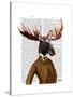 Moose in Suit Portrait-Fab Funky-Stretched Canvas