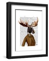 Moose in Suit Portrait-Fab Funky-Framed Art Print