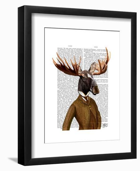 Moose in Suit Portrait-Fab Funky-Framed Art Print