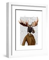 Moose in Suit Portrait-Fab Funky-Framed Art Print