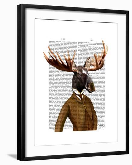 Moose in Suit Portrait-Fab Funky-Framed Art Print