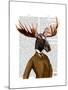 Moose in Suit Portrait-Fab Funky-Mounted Art Print
