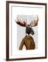 Moose in Suit Portrait-Fab Funky-Framed Art Print