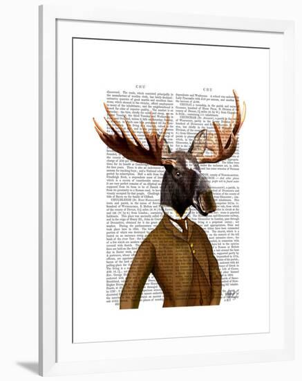 Moose in Suit Portrait-Fab Funky-Framed Art Print