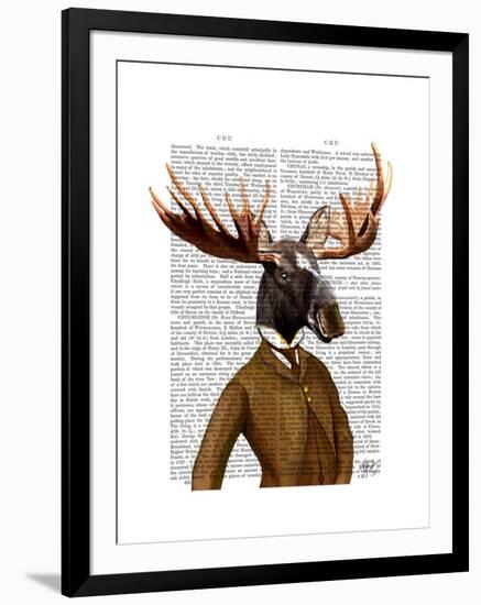 Moose in Suit Portrait-Fab Funky-Framed Art Print