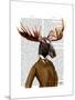 Moose in Suit Portrait-Fab Funky-Mounted Art Print