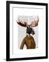 Moose in Suit Portrait-Fab Funky-Framed Art Print