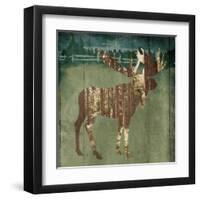 Moose In The Field-OnRei-Framed Art Print