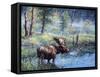 Moose Painting 1-Jeff Tift-Framed Stretched Canvas